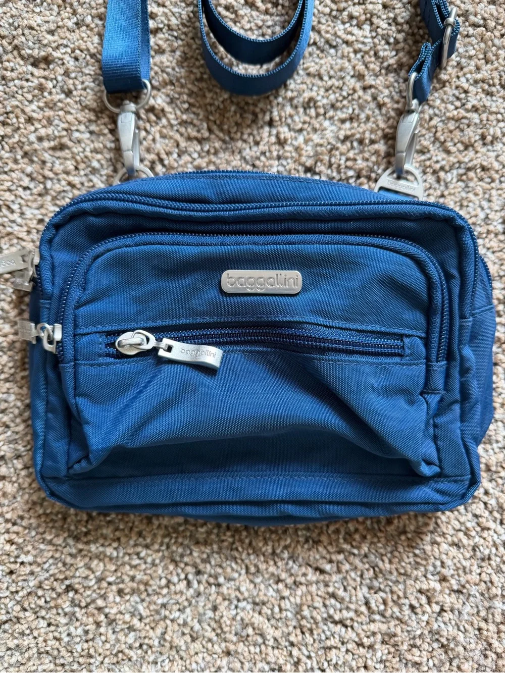 BAGGALLINI Blue Legacy Triple Zip Bagg Crossbody Convertible Clutch Waist Bag